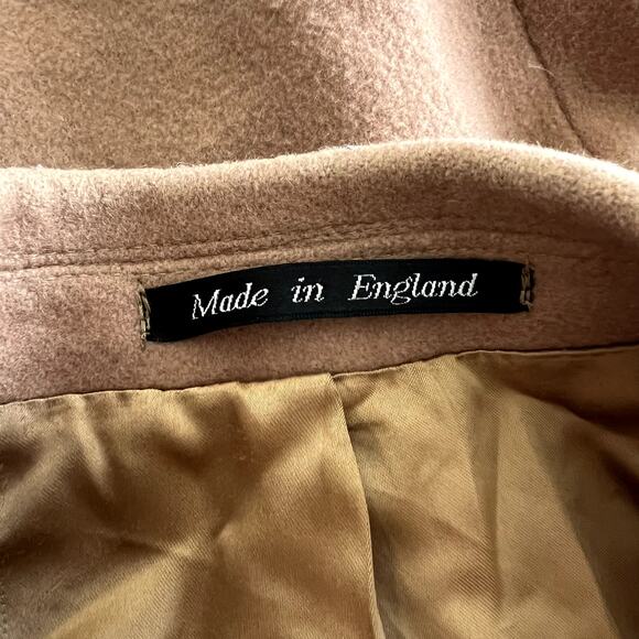 Woolmark Pure New Wool PeaCoat Men 42 R Length 45 Tan England Trench VTG 90s Y2K - Picture 3 of 16